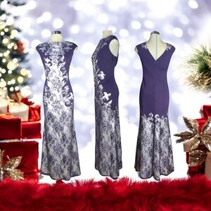EVER PRETTY Purple and White Lace Embellished Maxi Dress Size 12